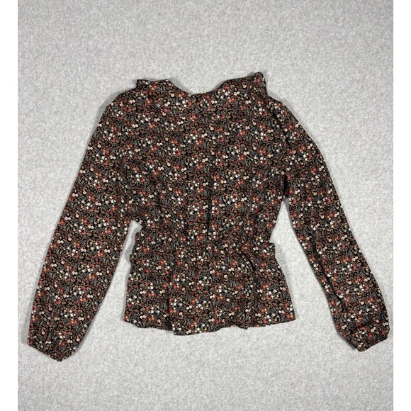 Max Studio Women's Peplum Long Sleeve Blouse Floral B/W 2-Pack Combo Size S - Picture 4 of 10